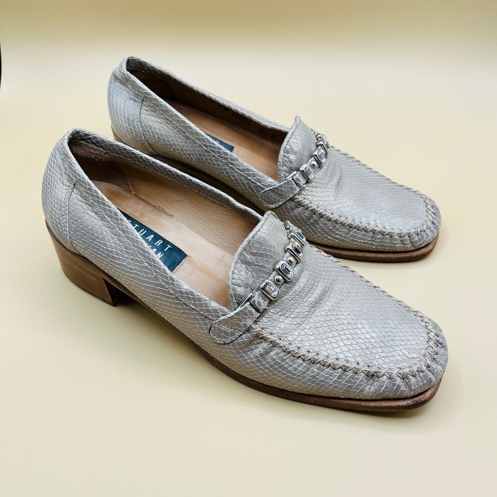 Stuart Weitzman‎ Gold Leather Loafers Size 8.5
